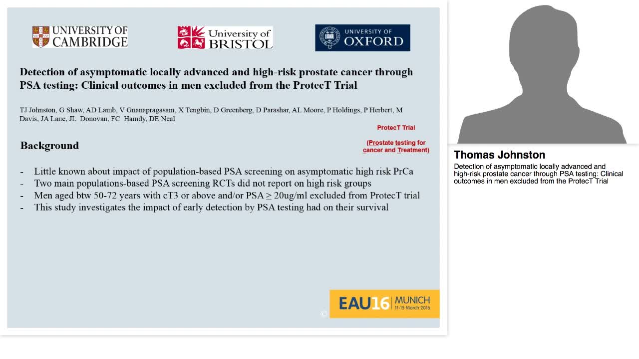 Detection of asymptomatic locally advanced and high-risk -