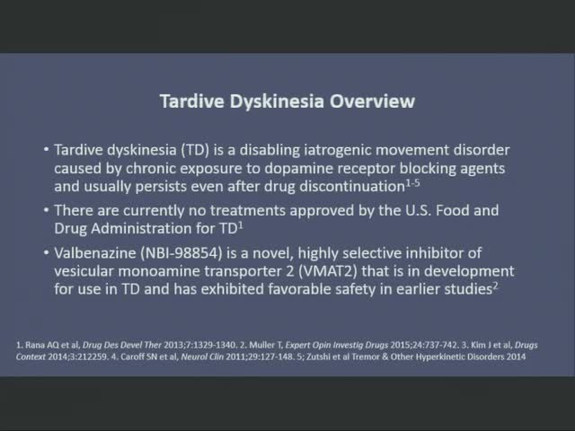 A Phase 2 Study of Valbenazine (NBI-98854) for Treatment of Tardive Dyskinesia KINECT 2