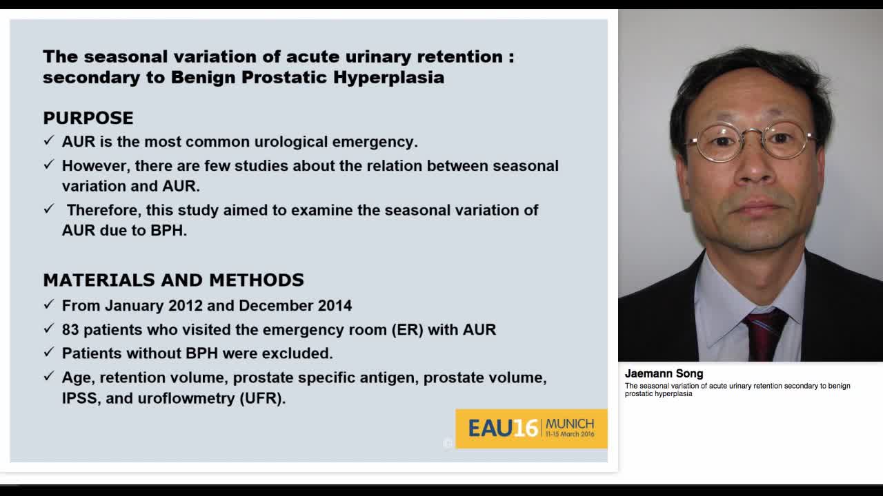 The seasonal variation of acute urinary retention seconda-