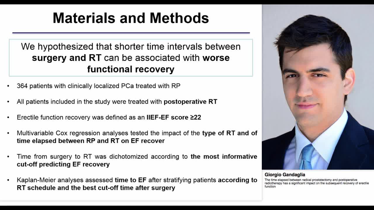 The time elapsed between radical prostatectomy and postop-