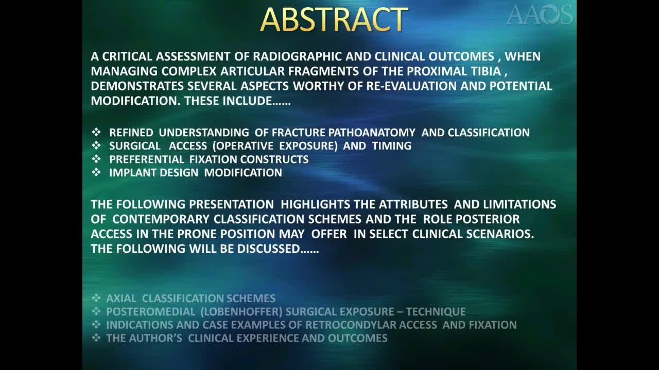 POSTEROMEDIAL TIBIAL PLATEAU FIXATION IN THE PRONE POSITION