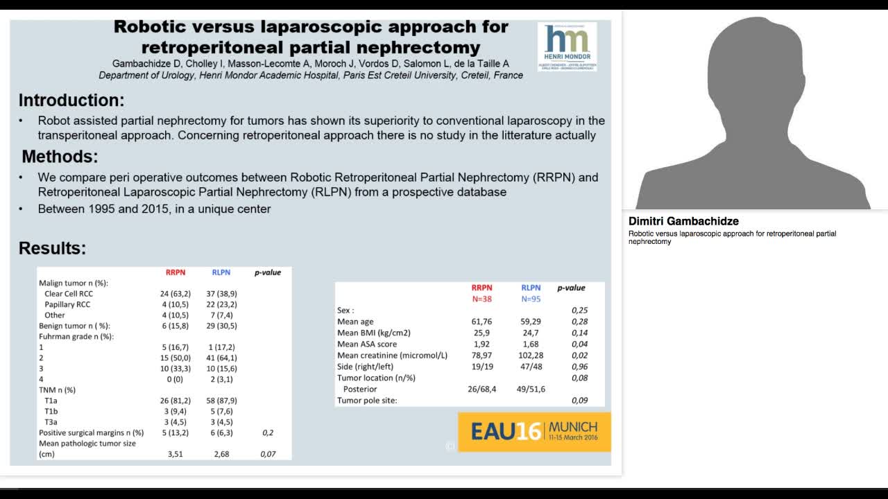Robotic versus laparoscopic approach for retroperitoneal -