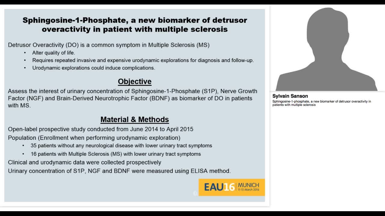 Sphingosine-1-phosphate, a new biomarker of detrusor over-
