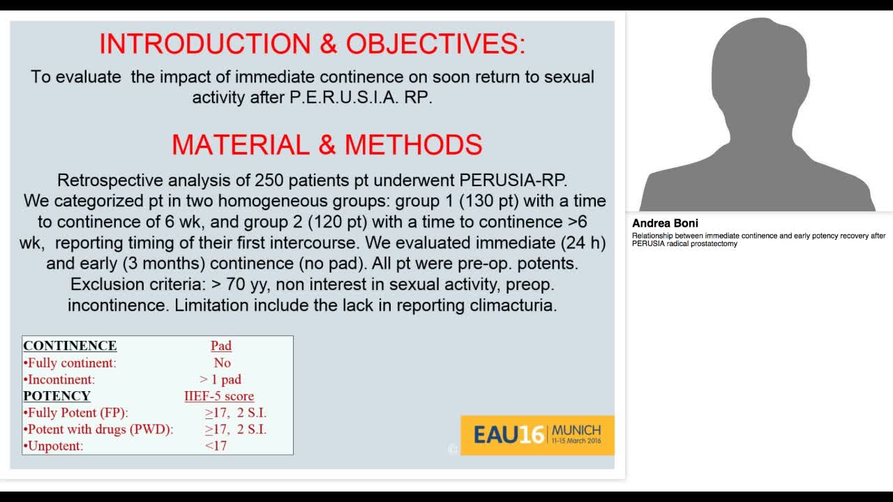 Relationship between immediate continence and early poten-