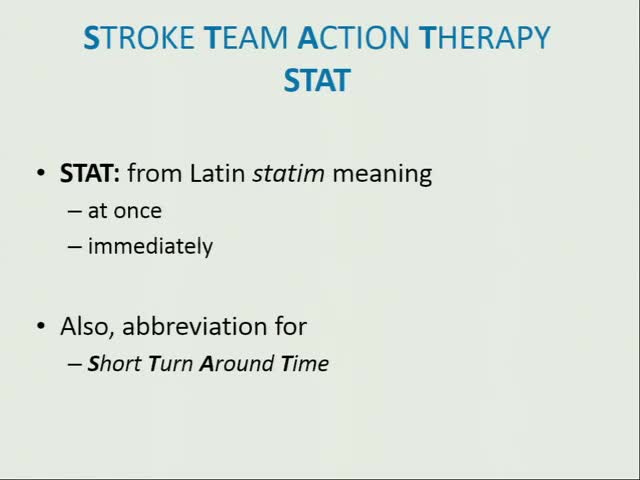 Stroke Team Action Therapy (STAT) Current state of the art
