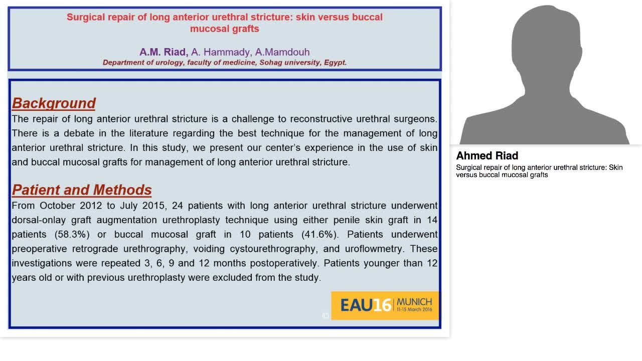 Surgical repair of long anterior urethral stricture, Skin-