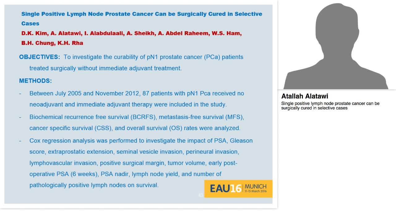 Single positive lymph node prostate cancer can be surgica-