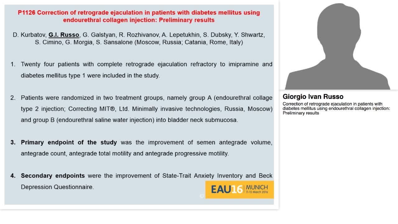 Correction of retrograde ejaculation in patients with dia-