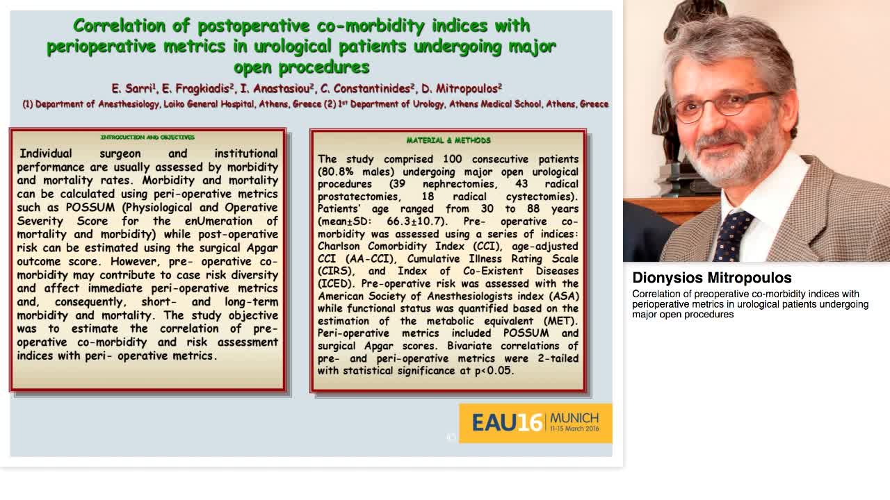Correlation of preoperative co-morbidity indices with per-