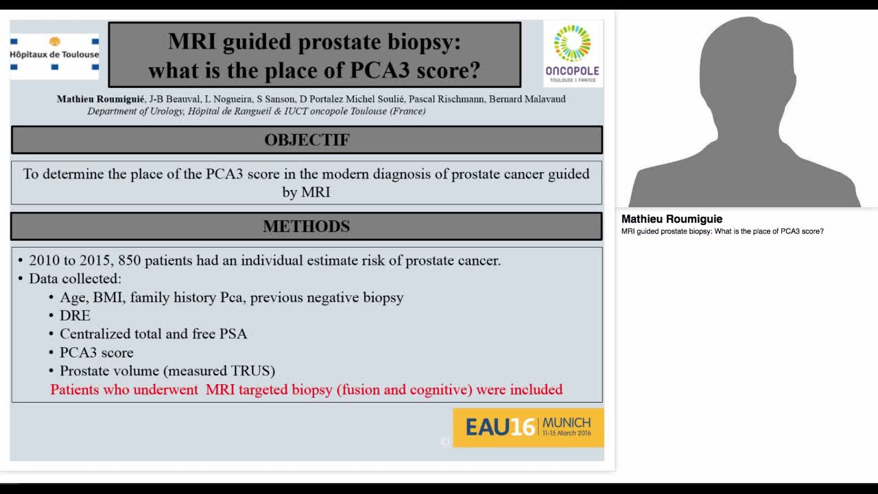 MRI guided prostate biopsy, What is the place of PCA3 score.