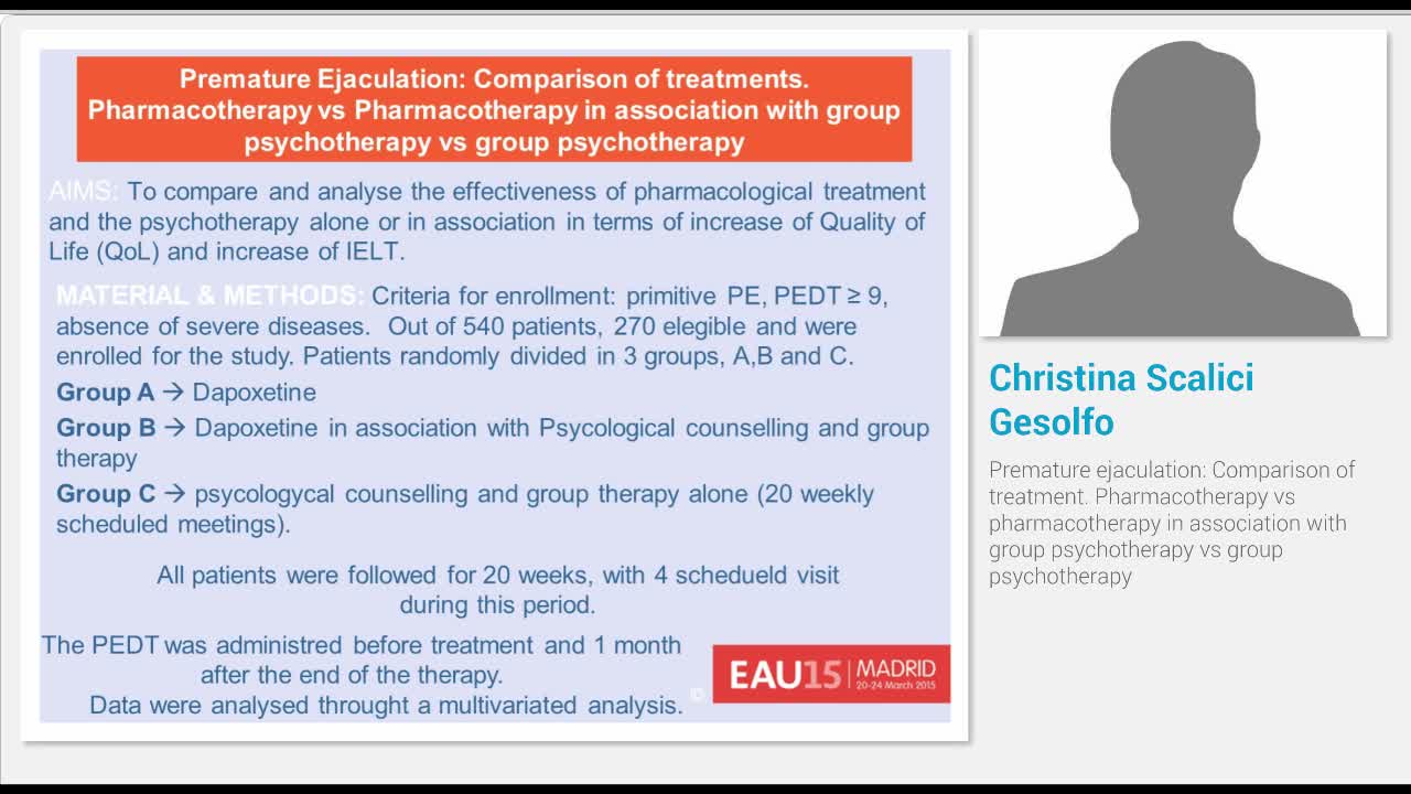 Premature ejaculation, Comparison of treatment. Pharmacot..-