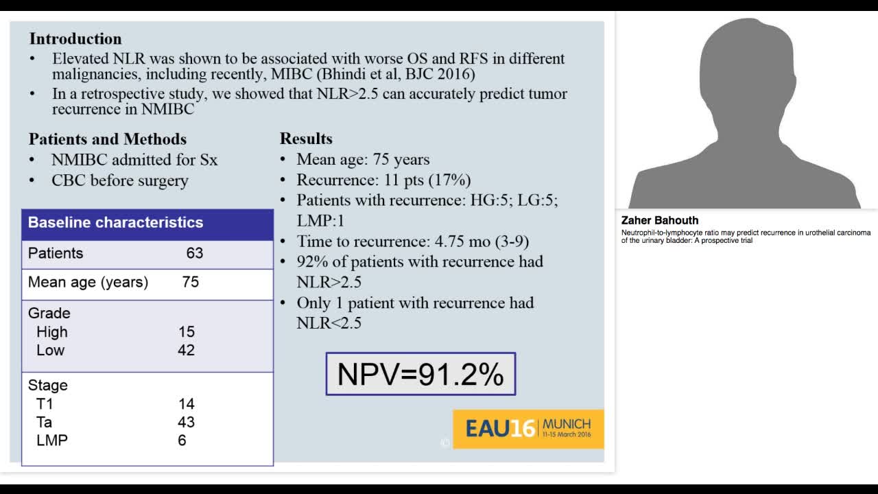 Neutrophil-to-lymphocyte ratio may predict recurrence in -