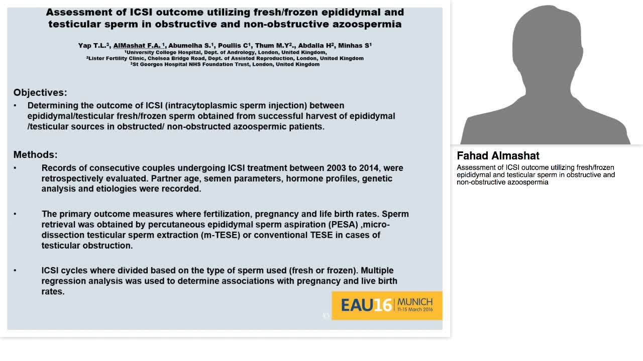 Assessment of ICSI outcome utilizing fresh-frozen epididy-