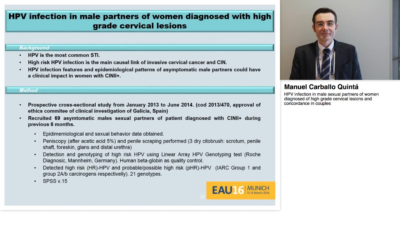 HPV infection in male sexual partners of women diagnosed -