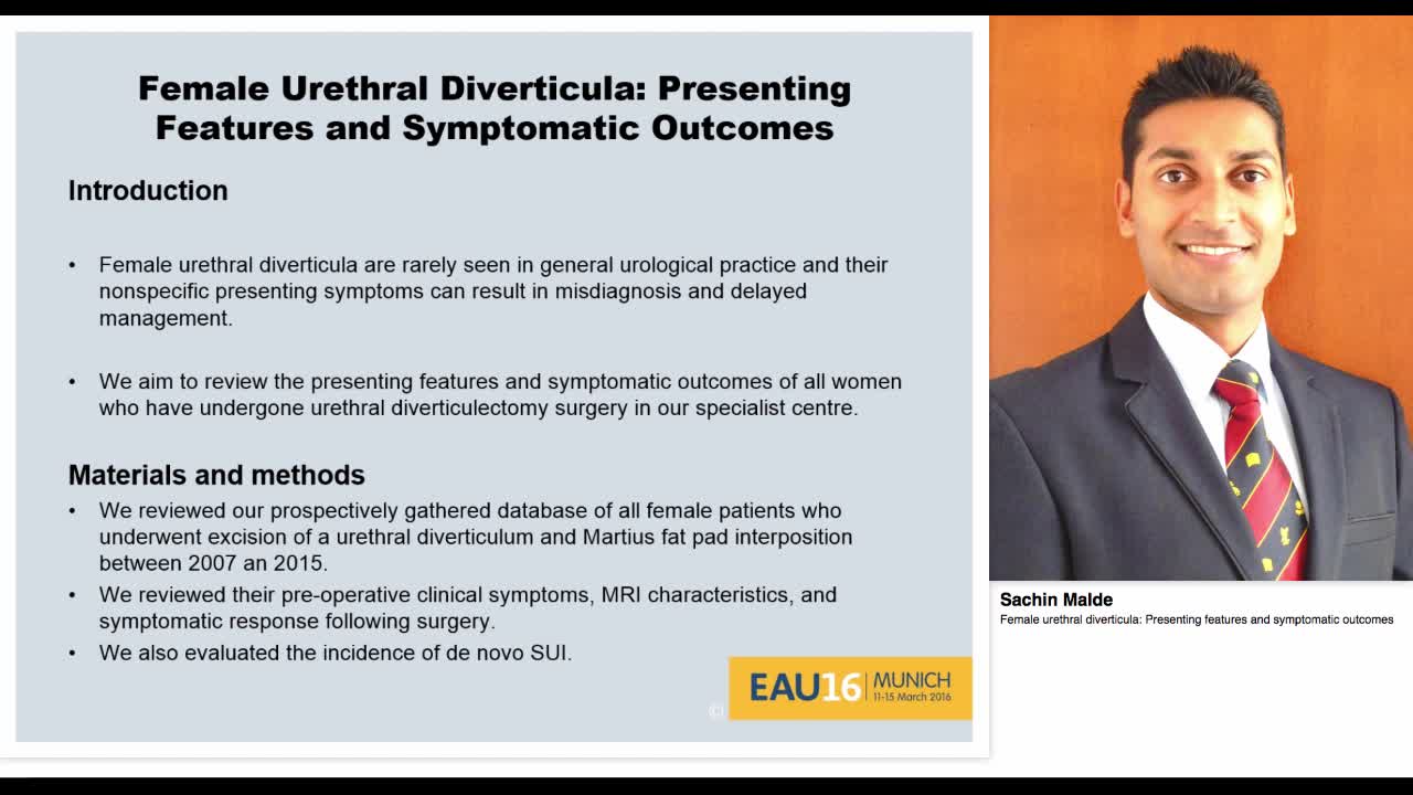 Female urethral diverticula, Presenting features and symp-