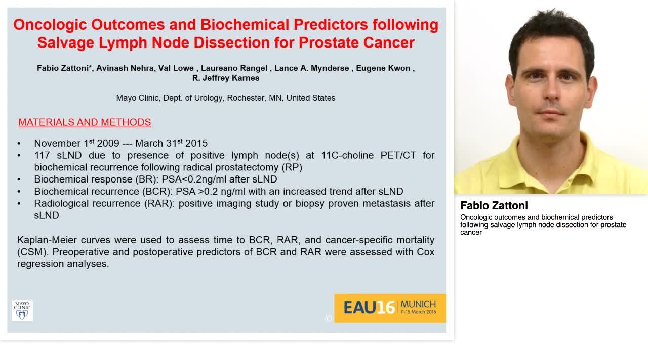 Oncologic outcomes and biochemical predictors following s-