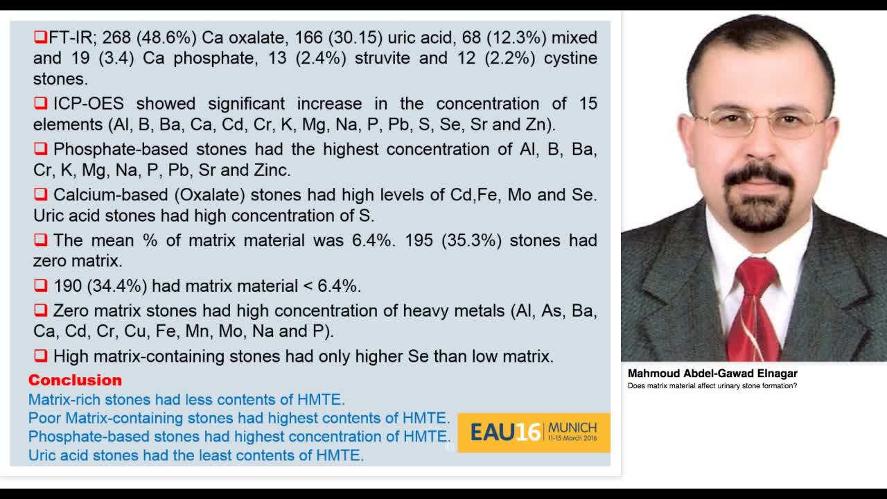 Does matrix material affect urinary stone formation.