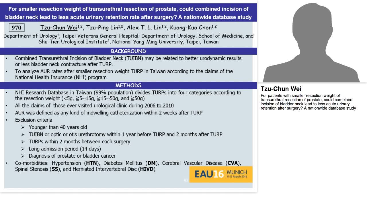 For patients with smaller resection weight of transurethr-
