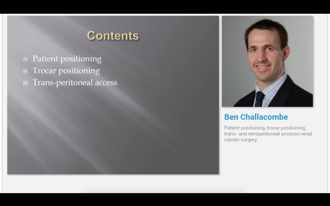 Patient positioning, trocar positioning, trans- and retro..-