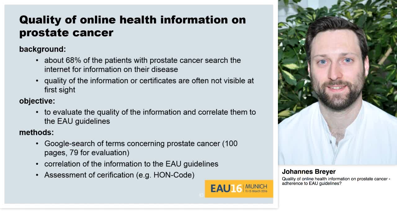 Quality of online health information on prostate cancer --