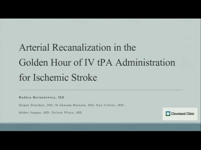 Arterial Recanalization in the Golden Hour of IV tPA Administration for Ischemic Stroke