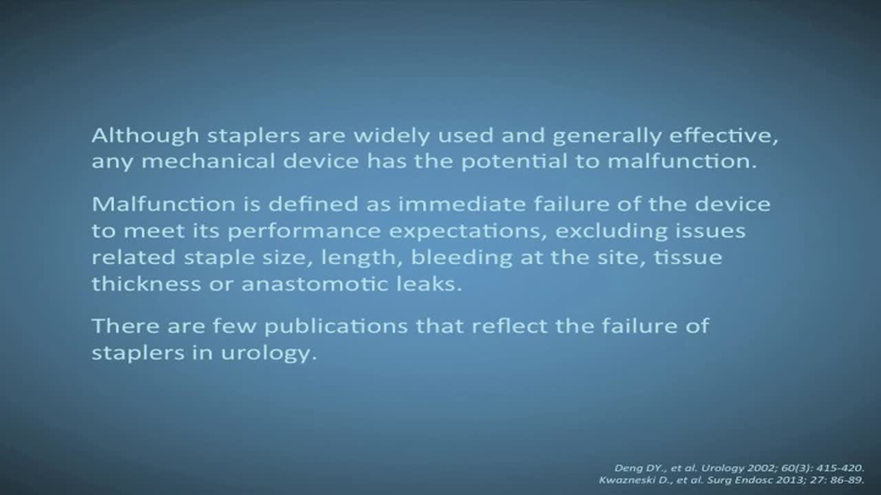Malfunction of linear cutting stapler in kidney surgery