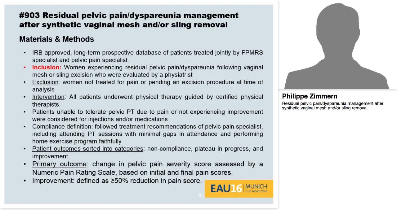 Residual pelvic pain-dyspareunia management after synthet-