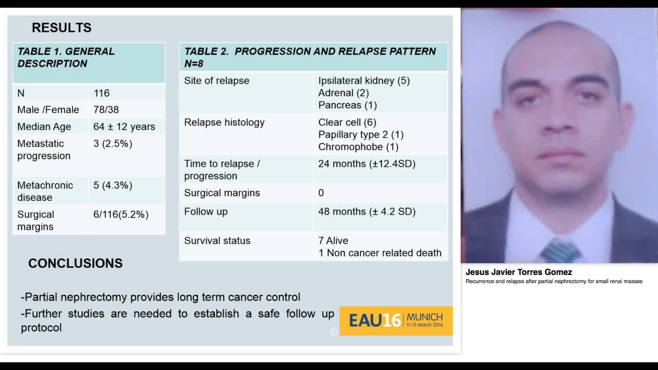 Recurrence and relapse after partial nephrectomy for smal-