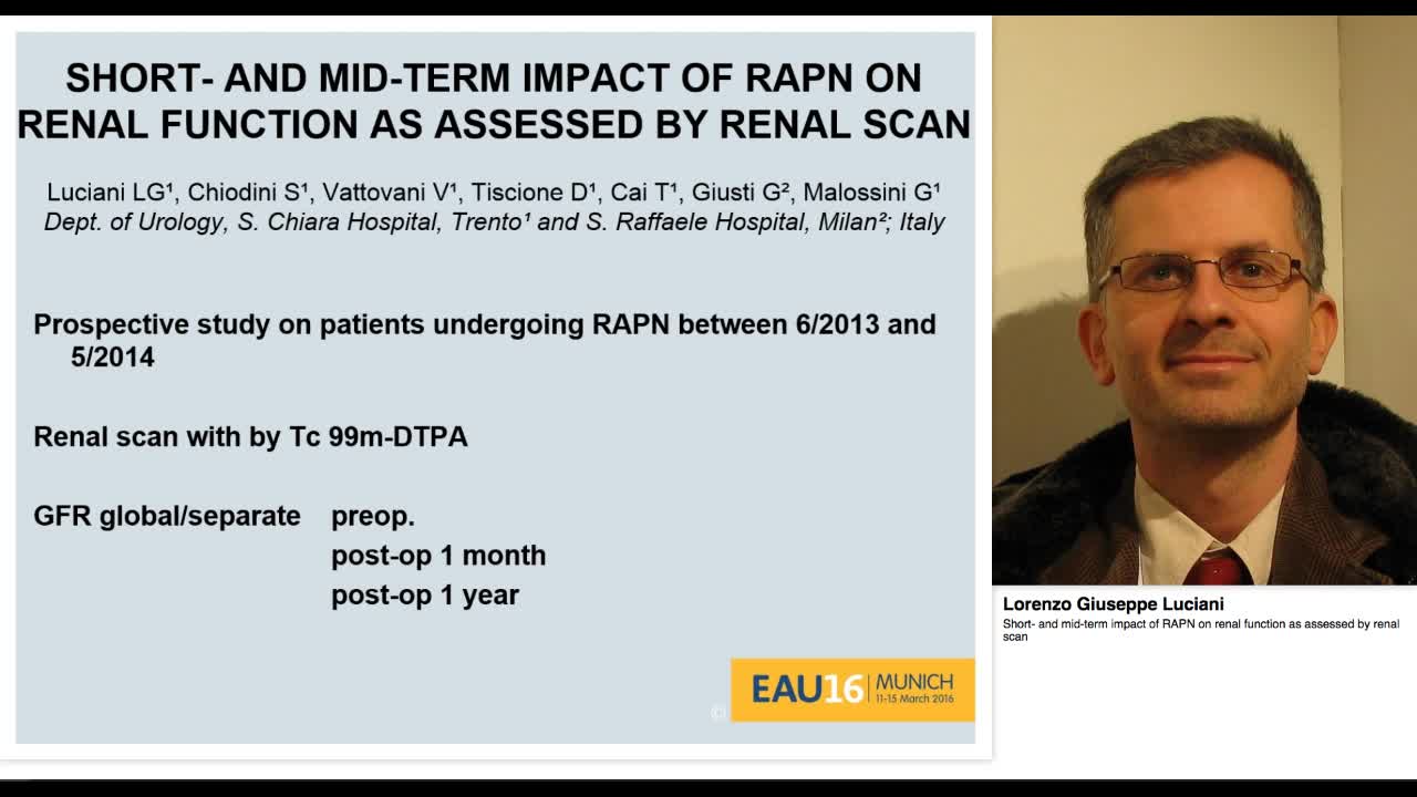 Short- and mid-term impact of RAPN on renal function as a-
