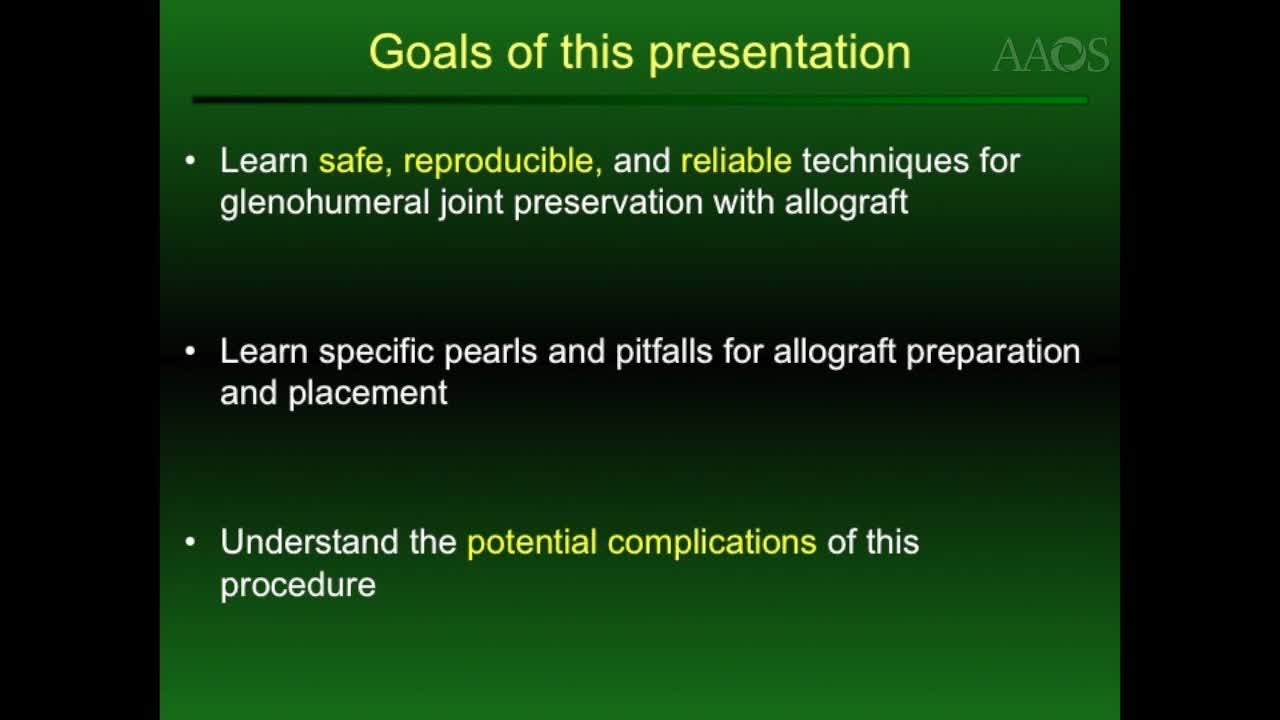 Glenohumeral Joint Preservation with Allograft Surgical Technique