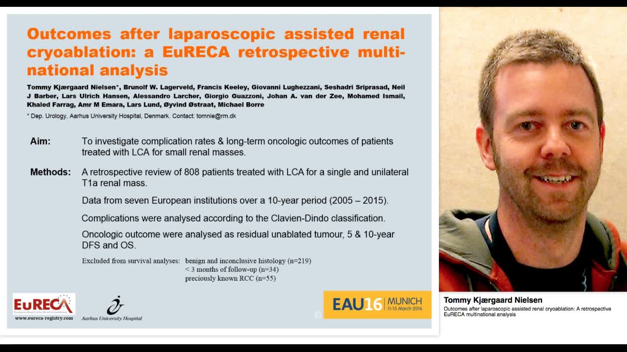 Outcomes after laparoscopic assisted renal cryoablation, -