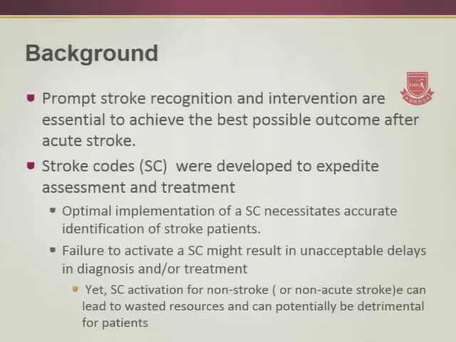 急诊室与住院环境中卒中种类诊断的准确性1