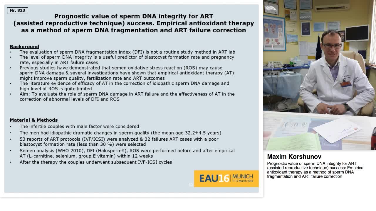 Prognostic value of sperm DNA integrity for ART (assisted-