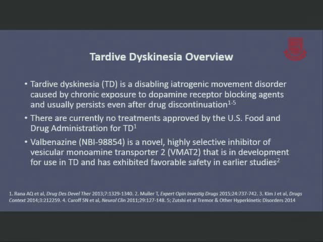 缬苯那嗪(NBI-98854) 治疗迟发性运动障碍 KINECT 2 的 2 期研究