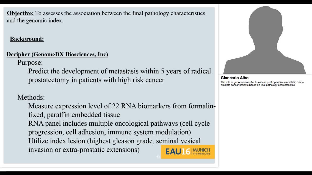 The role of genomic classifier to assess post-operative m-