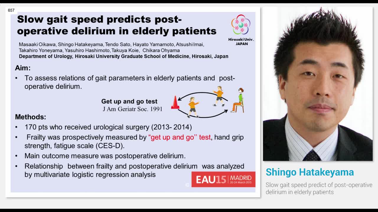 Slow gait speed predict of post-operative delirium in eld..-