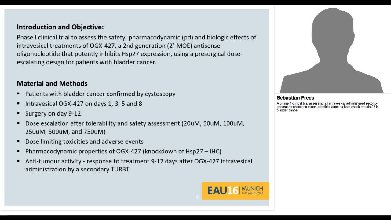 A phase 1 clinical trial assessing an intravesical admini-
