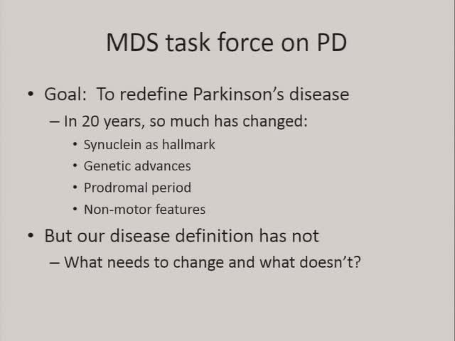 PD A disorder in need of redefinition