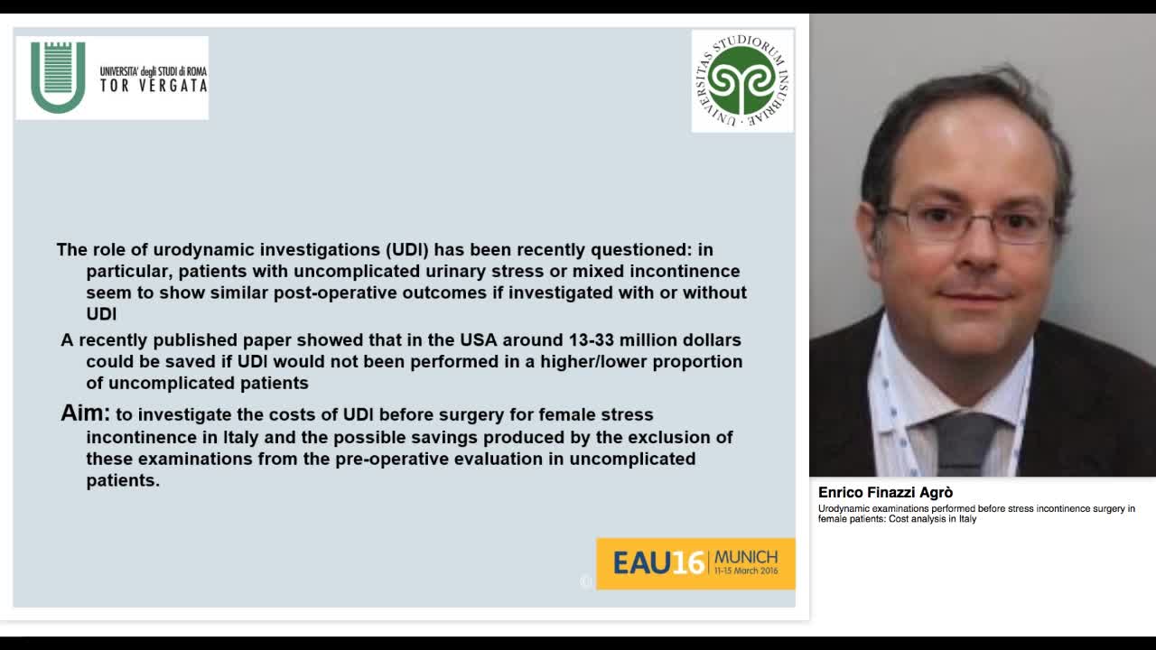 Urodynamic examinations performed before stress incontine-