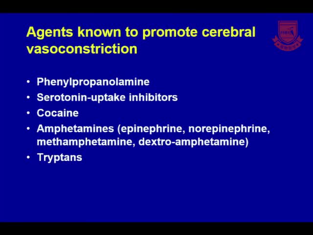 已知能促进脑血管收缩的药物