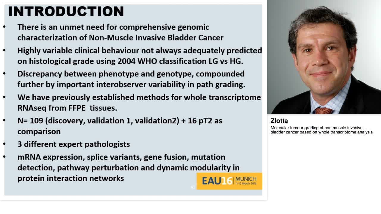 Molecular tumour grading of non muscle invasive bladder c-
