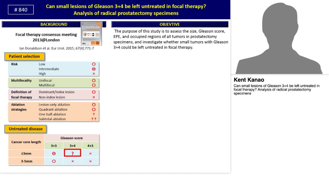 Can small lesions of Gleason 3+4 be left untreated in foc-