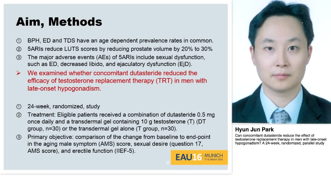Can concomitant dutasteride reduce the effect of testoste-