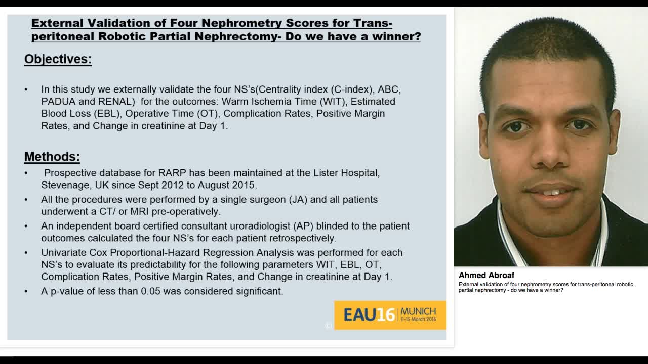 External validation of four nephrometry scores for trans--