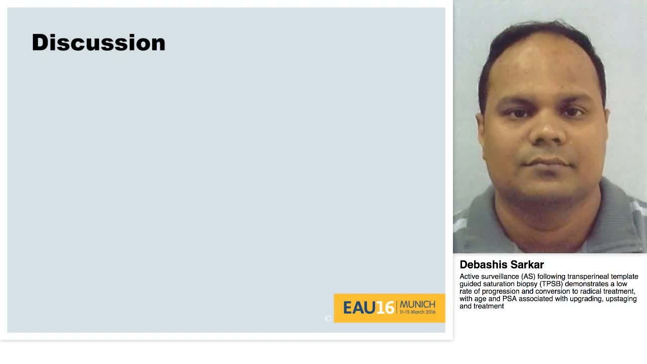 Active surveillance (AS) following transperineal template-