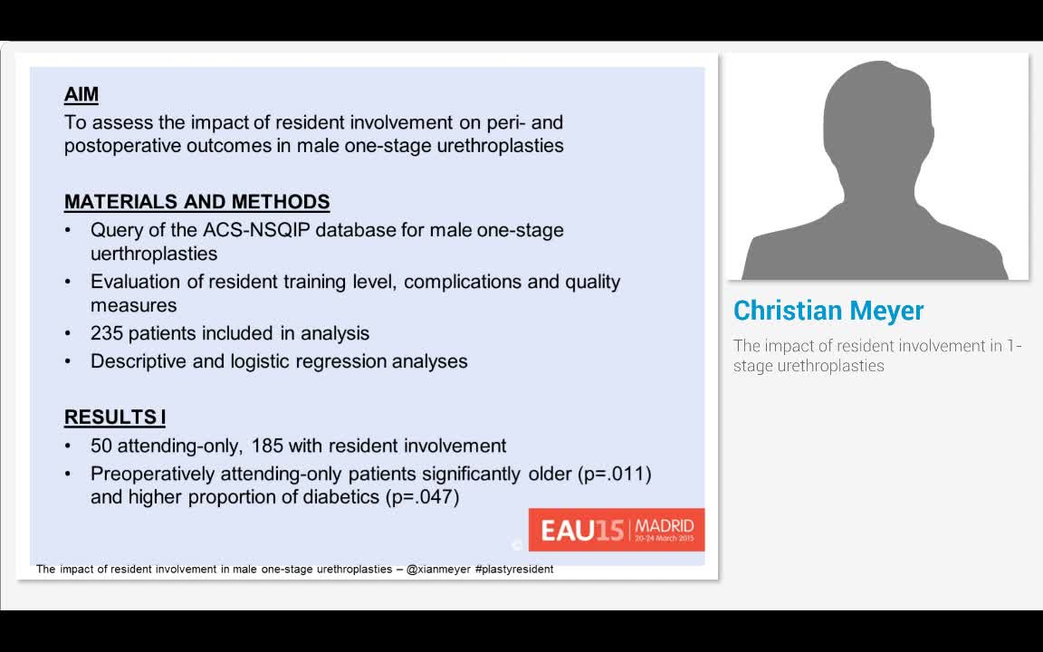 The impact of resident involvement in 1-stage urethroplas..-