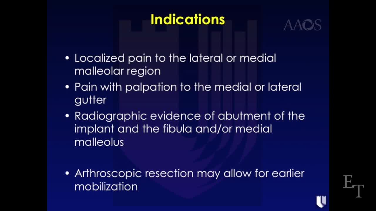 Arthroscopic Debridement After Total Ankle Arthroplasty