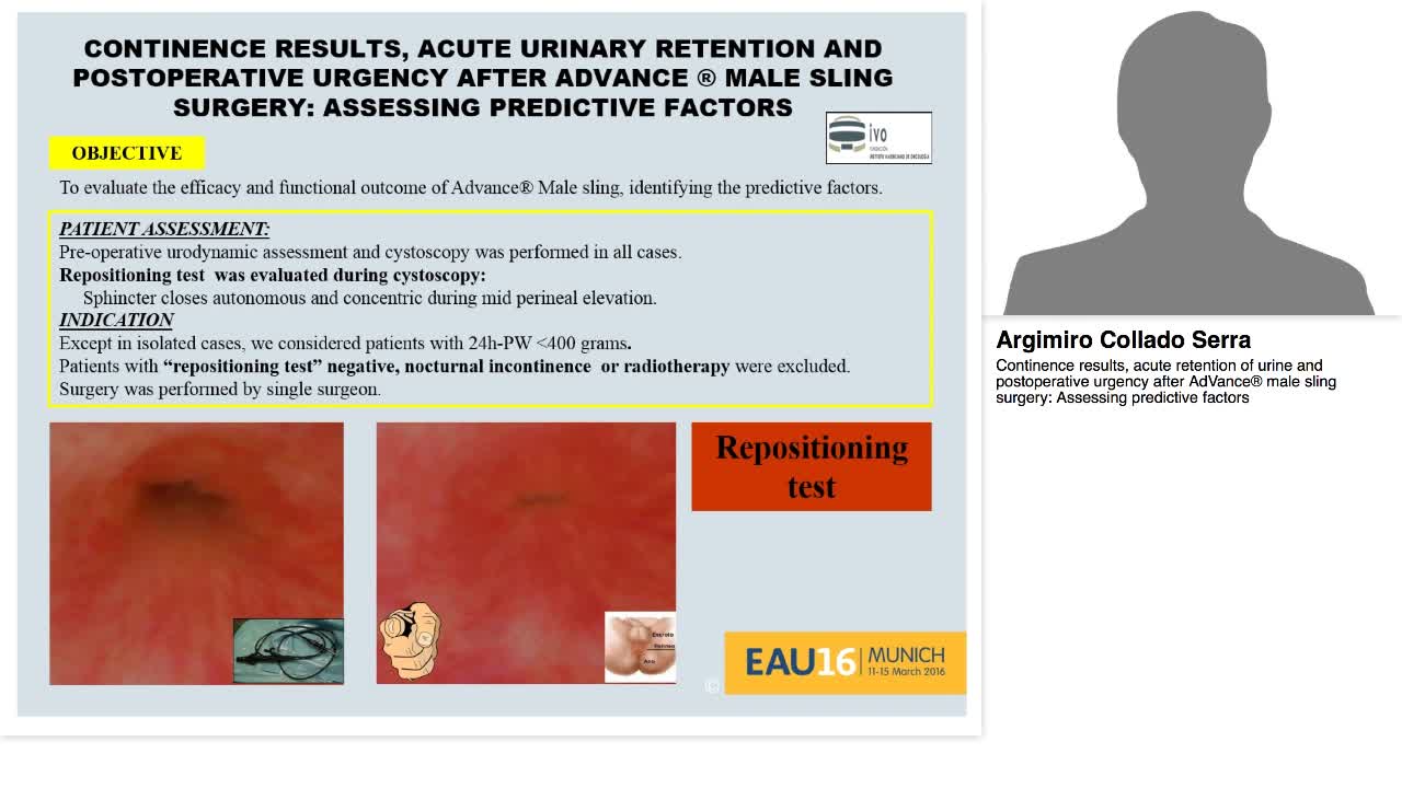 Continence results, acute retention of urine and postoper-