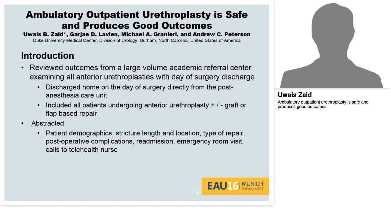 Ambulatory outpatient urethroplasty is safe and produces -