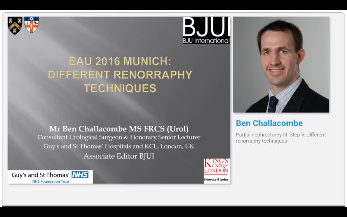 Partial nephrectomy III, Step V, Different renorraphy tec..-